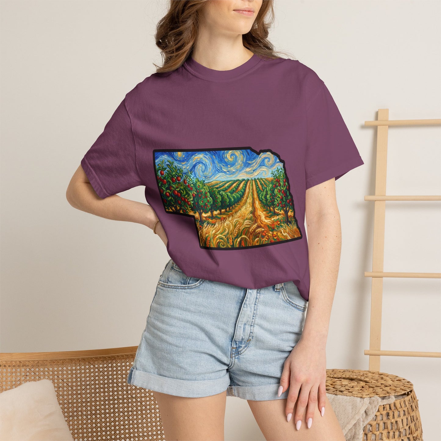 Nebraska Landscape T-Shirt — Van Gogh Style Prairie Art