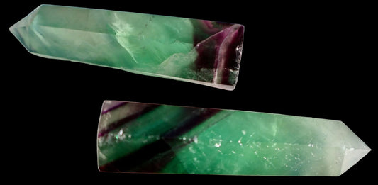 Fluorite Crystal Tower – Classic Green - Purple - Blue | Natural Gemstone Obelisk - Wax | Wane - banded fluorite - Crystal Tower2