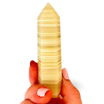 Jade Stone Tower - Lime Green Natural Decor for Balance, 4 Inches - Wax | Wane