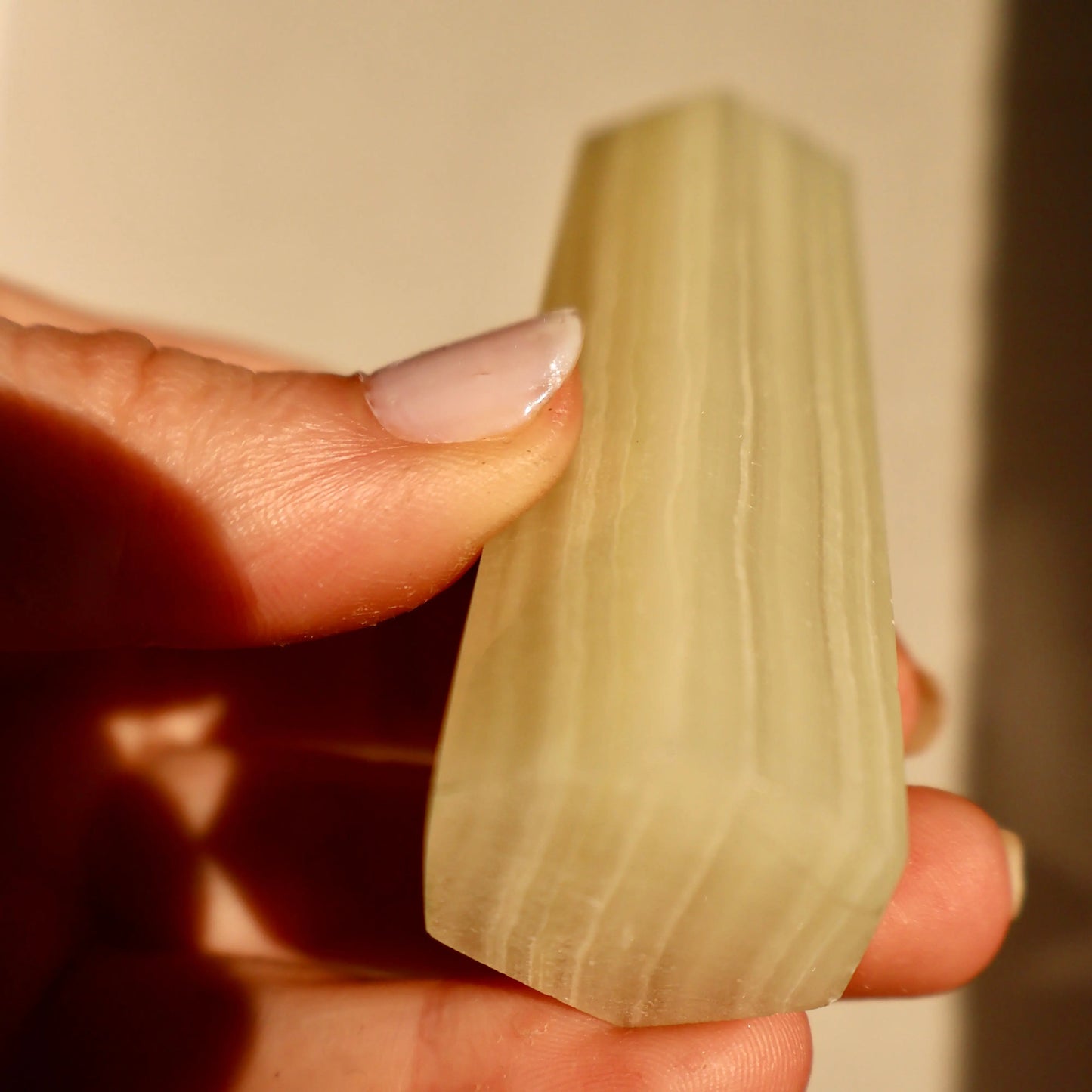 Jade Stone Tower - Lime Green Natural Decor for Balance, 4 Inches - Wax | Wane