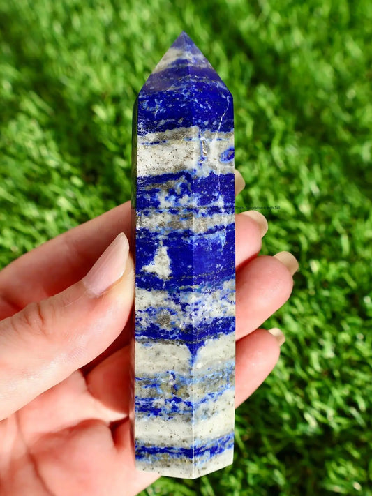 Lapis Lazuli Obelisk - Authentic Quality Gemstone for Wisdom and Truth, Decorative 4 - Inch Tall - Wax | Wane
