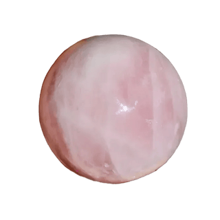 A smooth, polished pink stone sphere with natural marbling, shown on a plain white background.