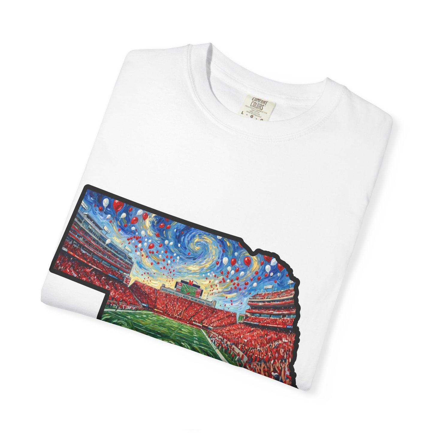 Nebraska 'Gogh' Cornhuskers Parody T-Shirt — Van Gogh Style Big Red Design