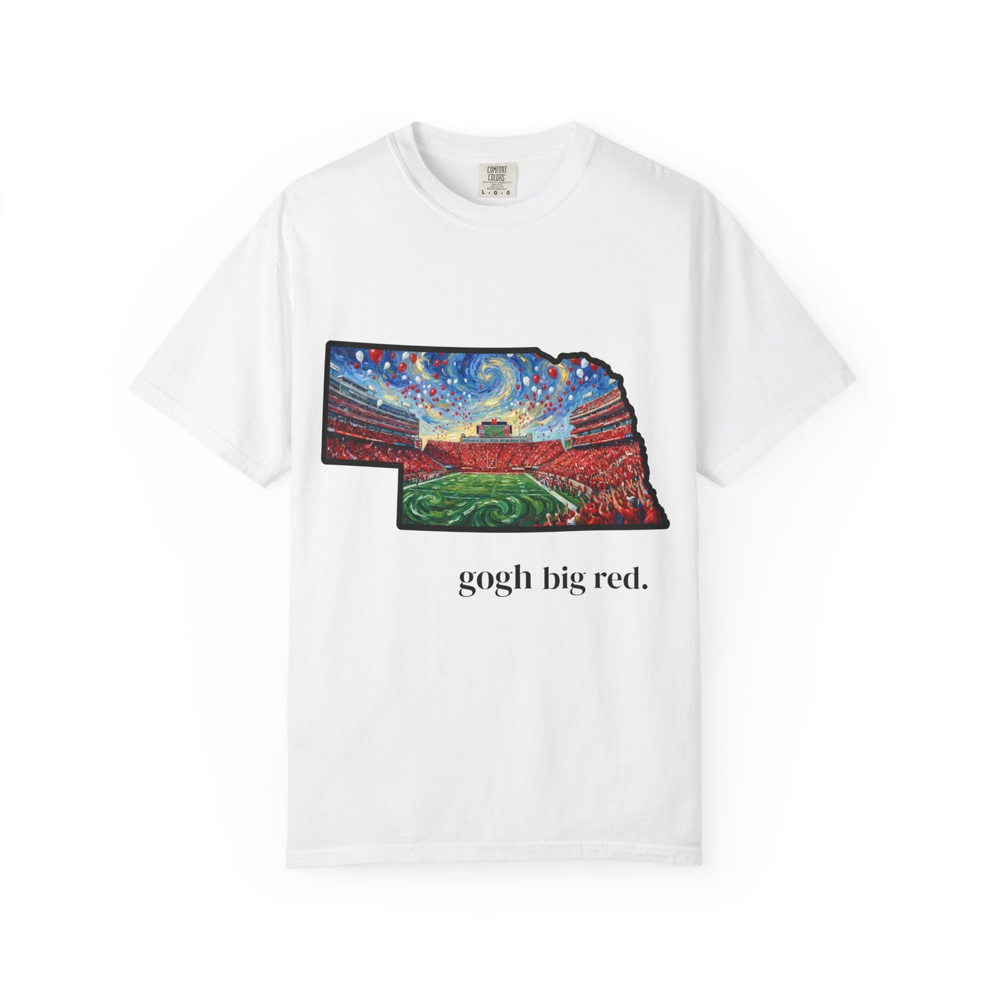 Nebraska 'Gogh' Cornhuskers Parody T-Shirt — Van Gogh Style Big Red Design