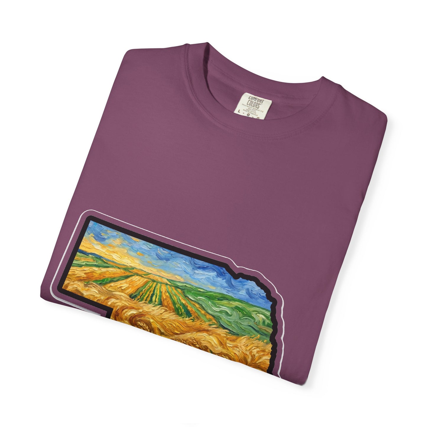 Nebraska Wheat Fields T-Shirt — Vincent Van Gogh Style Prairie State Art | Comfort Colors Nebraska Gift