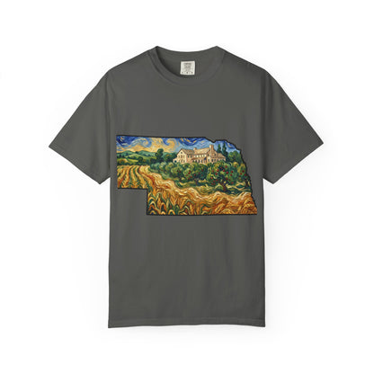LNK.Nebraska Arbor Day Orchard T-Shirt — Vincent Van Gogh Style State Art | Comfort Colors Nebraska Gift Tee