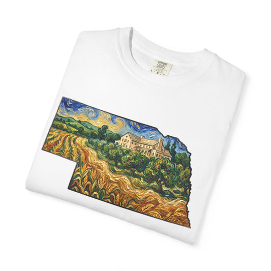 LNK.Nebraska Arbor Day Apple Orchard T-Shirt — Vincent Van Gogh Style State Art | Comfort Colors Nebraska Gameday Gift Tee