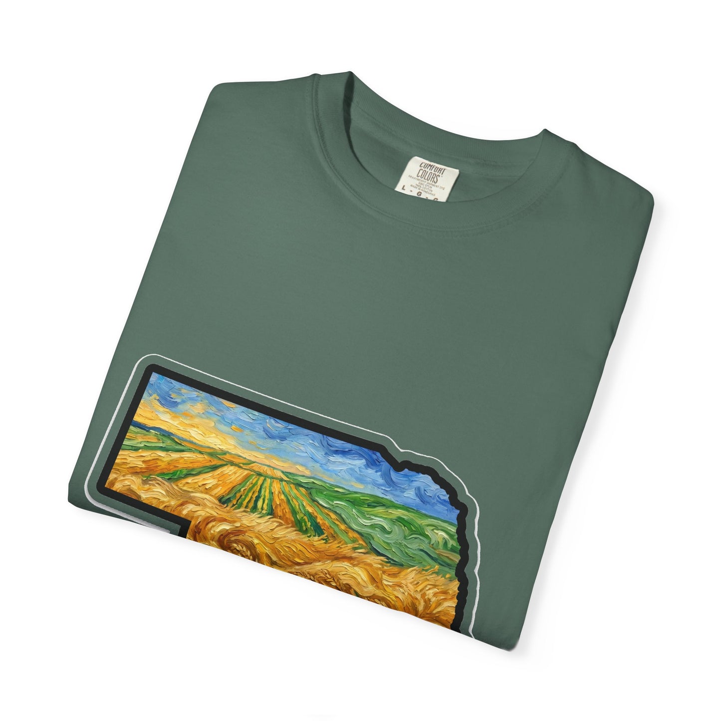 Nebraska Wheat Fields T-Shirt — Vincent Van Gogh Style Prairie State Art | Comfort Colors Nebraska Gift