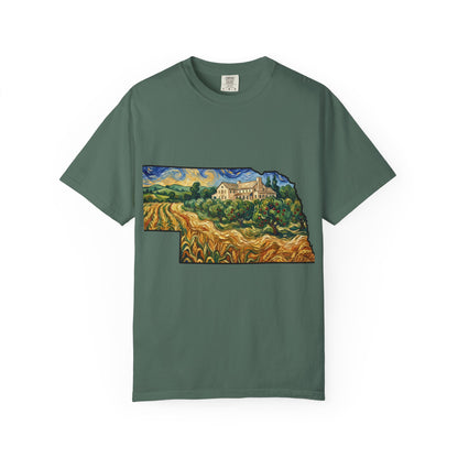 LNK.Nebraska Arbor Day Orchard T-Shirt — Vincent Van Gogh Style State Art | Comfort Colors Nebraska Gift Tee
