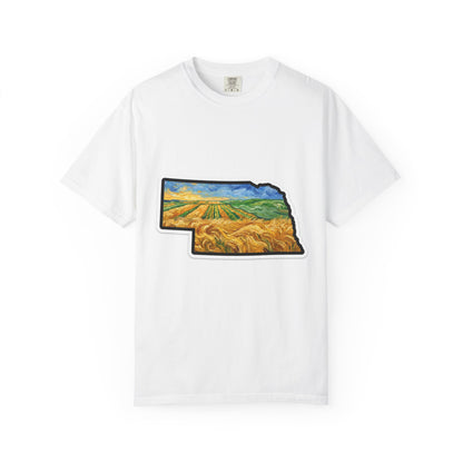 Nebraska Wheat Fields T-Shirt — Vincent Van Gogh Style Prairie State Art | Comfort Colors Nebraska Gift