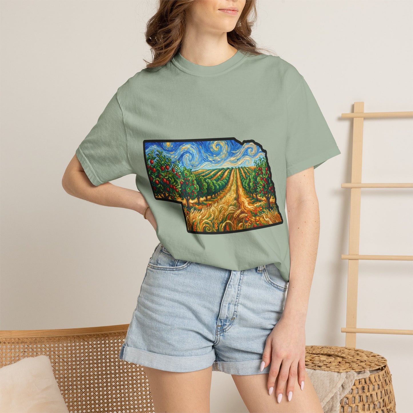 Nebraska Landscape T-Shirt — Van Gogh Style Prairie Art