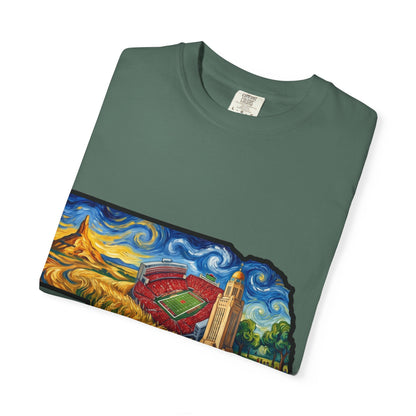 LNK.Nebraska Iconic Landmarks T-Shirt — Vincent Van Gogh Style State Art | Big Red Game Day Nebraska Gift Tee