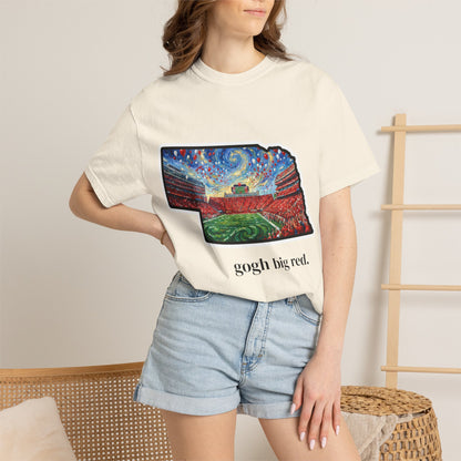 Nebraska 'Gogh' Cornhuskers Parody T-Shirt — Van Gogh Style Big Red Design