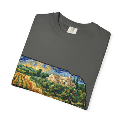 LNK.Nebraska Arbor Day Orchard T-Shirt — Vincent Van Gogh Style State Art | Comfort Colors Nebraska Gift Tee