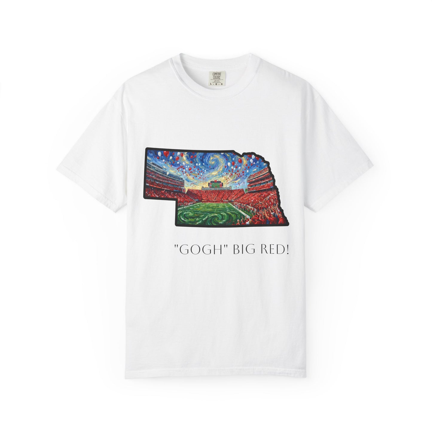 Nebraska 'Gogh' Big Red Tee — Van Gogh Style Cornhusker Art T-Shirt