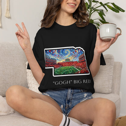 Nebraska 'Gogh' Big Red Tee — Van Gogh Style Cornhusker Art T-Shirt