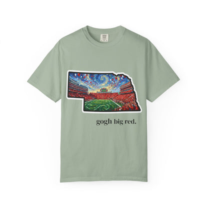 Nebraska 'Gogh' Cornhuskers Parody T-Shirt — Van Gogh Style Big Red Design