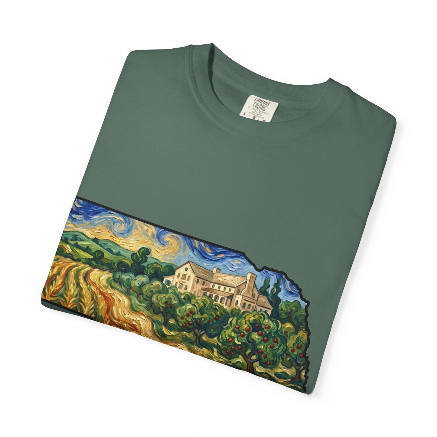 LNK.Nebraska Arbor Day Orchard T-Shirt — Vincent Van Gogh Style State Art | Comfort Colors Nebraska Gift Tee