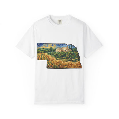 LNK.Nebraska Arbor Day Orchard T-Shirt — Vincent Van Gogh Style State Art | Comfort Colors Nebraska Gift Tee