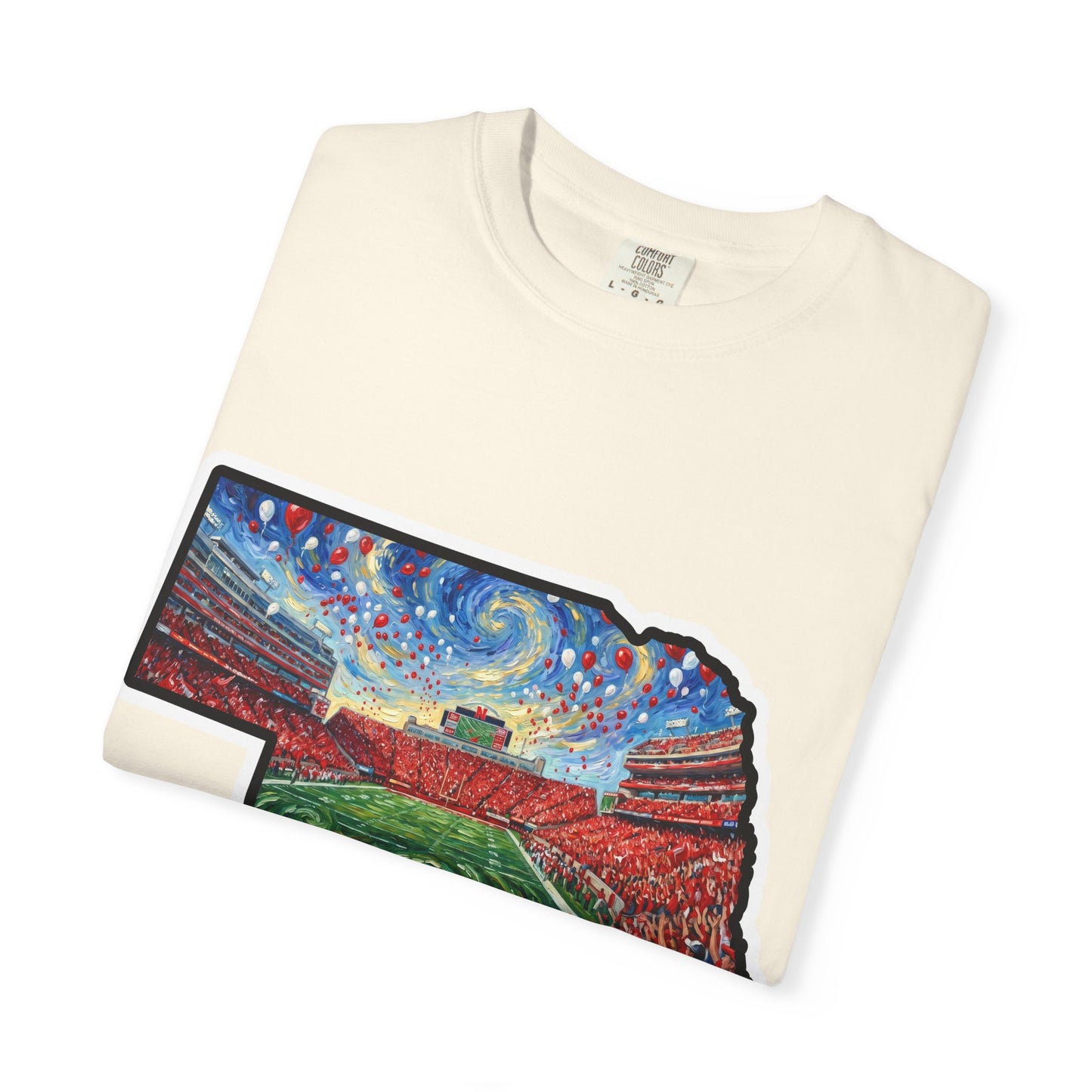 Nebraska 'Gogh' Cornhuskers Parody T-Shirt — Van Gogh Style Big Red Design