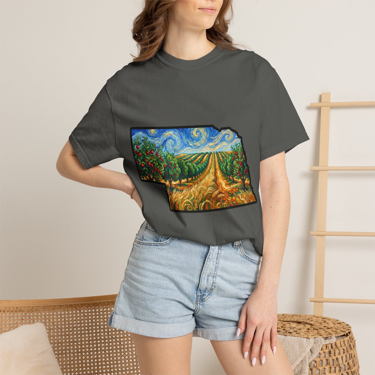 Nebraska Landscape T-Shirt — Van Gogh Style Prairie Art