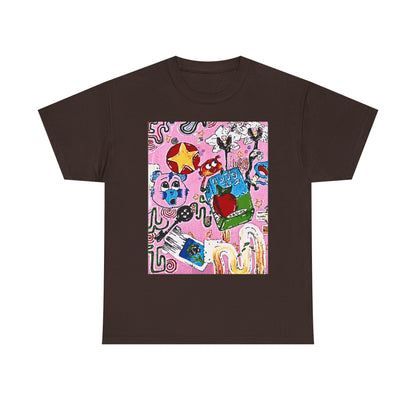 Abstract Collage Art T-Shirt — Colorful Doodle Graphic Tee