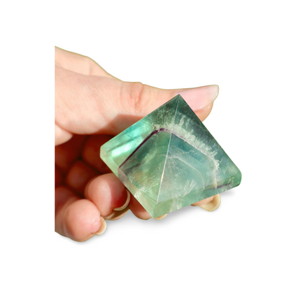 Fluorite Crystal Pyramid 1 Inch - Natural Green Purple Banding - Polished Gemstone for Meditation, Focus, Energy Work & Home Decor