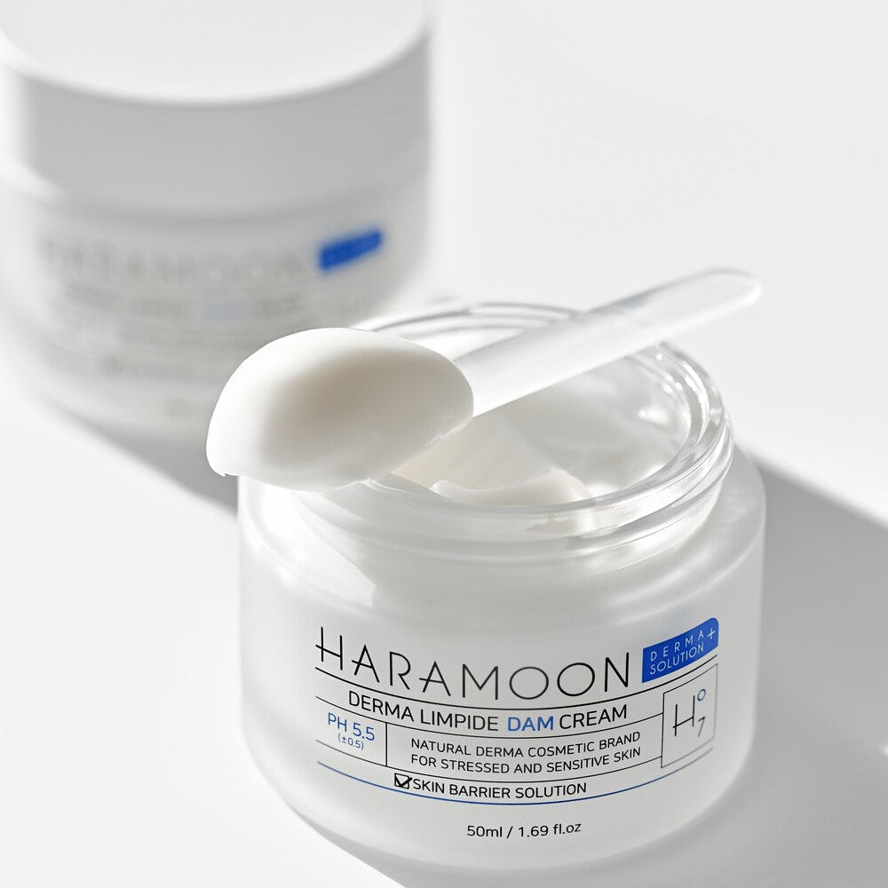 Jar of HARAMOON Derma Limpide Dam Cream with a white background