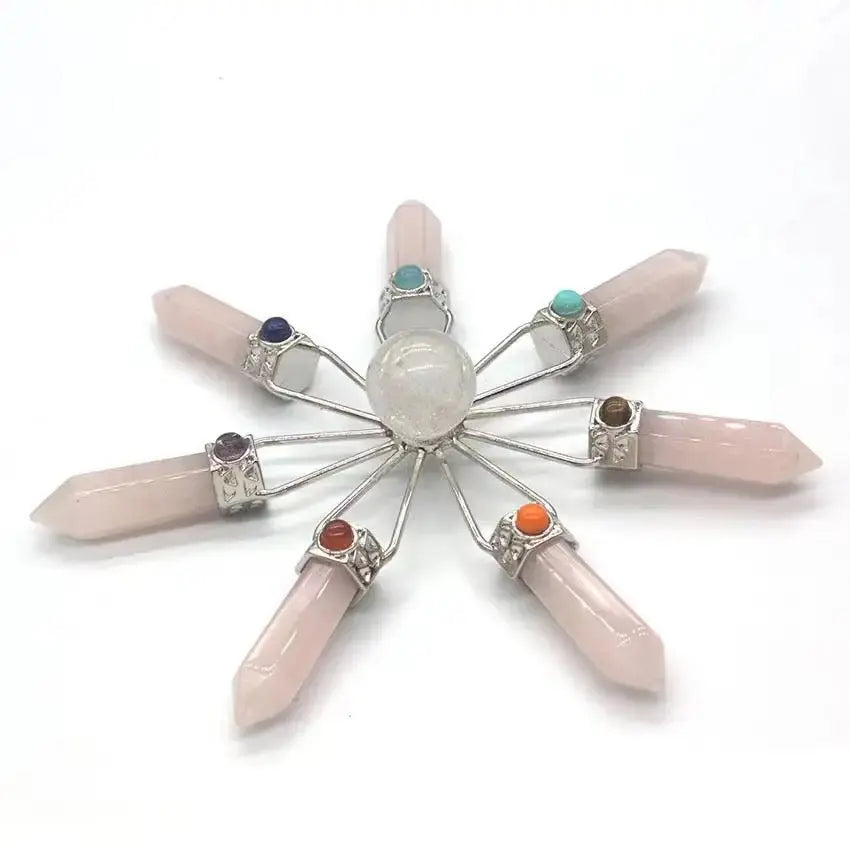 Amethyst, Clear Quartz & Rose Quartz Suncatcher – Modern Window Decor | Real Gemstone, Handcrafted Elegance - Wax | Wane