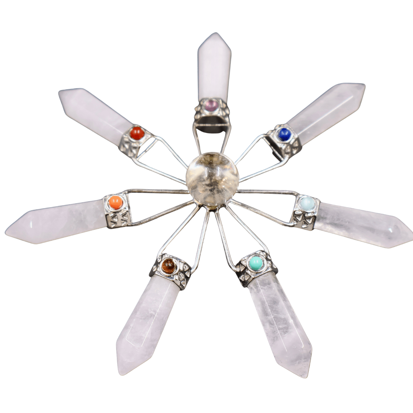 Amethyst, Clear Quartz & Rose Quartz Suncatcher – Modern Window Decor | Real Gemstone, Handcrafted Elegance - Wax | Wane - Decor - Crystal1
