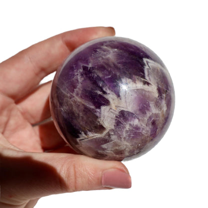 Amethyst Crystal Ball – Extra Large 3" Sphere, Modern and Meaningful, Zig Zag, Chevron Patterns - Wax | Wane - Amethyst - Crystal2