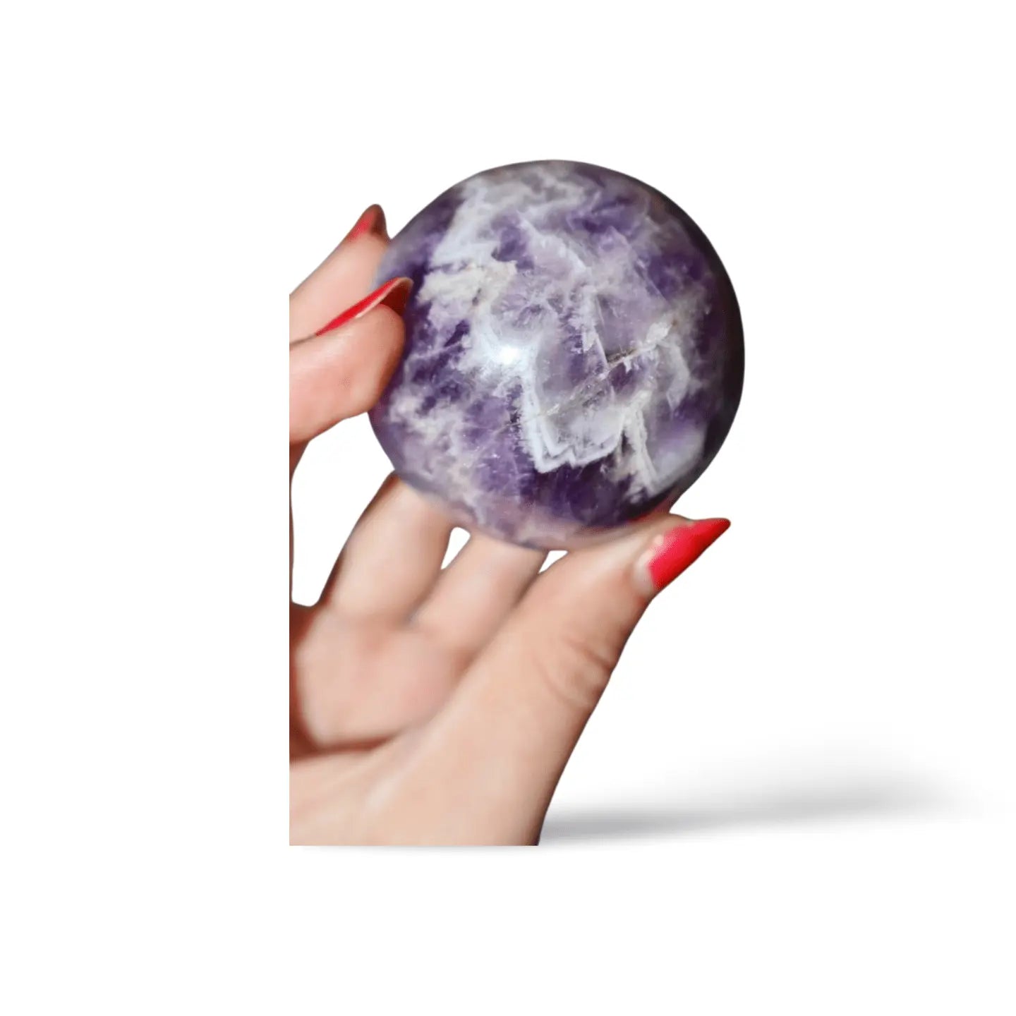 Amethyst or Rose Crystal Ball – Large 3" Sphere, Modern and Meaningful, Zig Zag, Stripe Patterns - Wax | Wane
