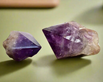 Amethyst Philosopher's Stone – Rough Untreated Quartz Crystal with Semi - Polished Point - Wax | Wane