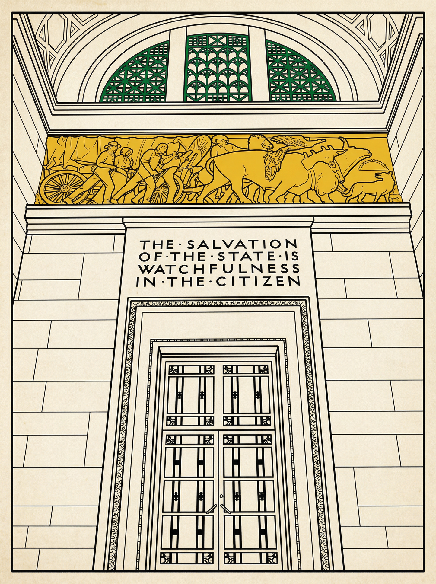 LNK.Nebraska Capitol Inscription Close-Up - Premium Art Deco Digital Print