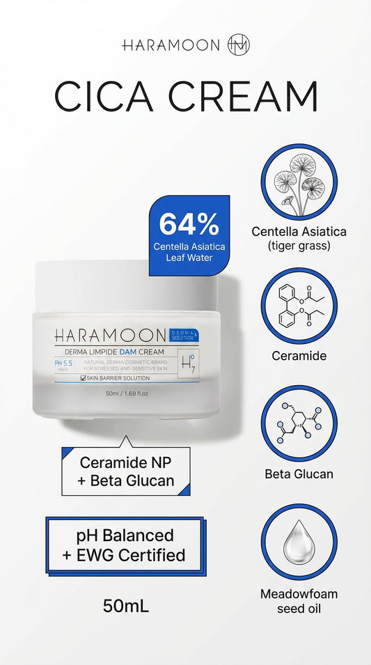HARAMOON Centella Moisturizing Cream - Vegan K-Beauty For Stressed and Sensitive Skin, 50mL