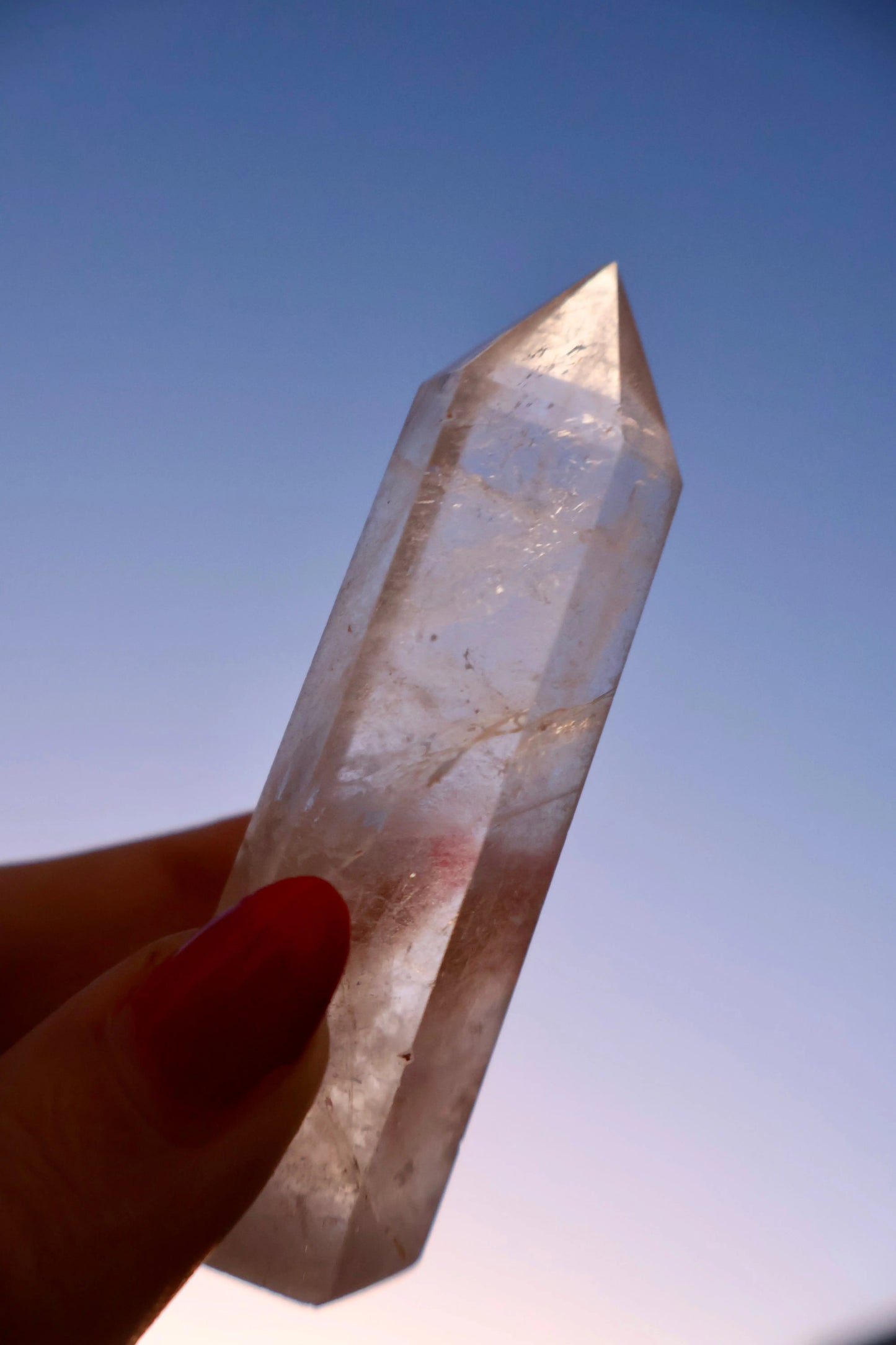 Clear Quartz Crystal Mineral Point with Natural Inclusions, 3" Obelisk Tower - Wax | Wane