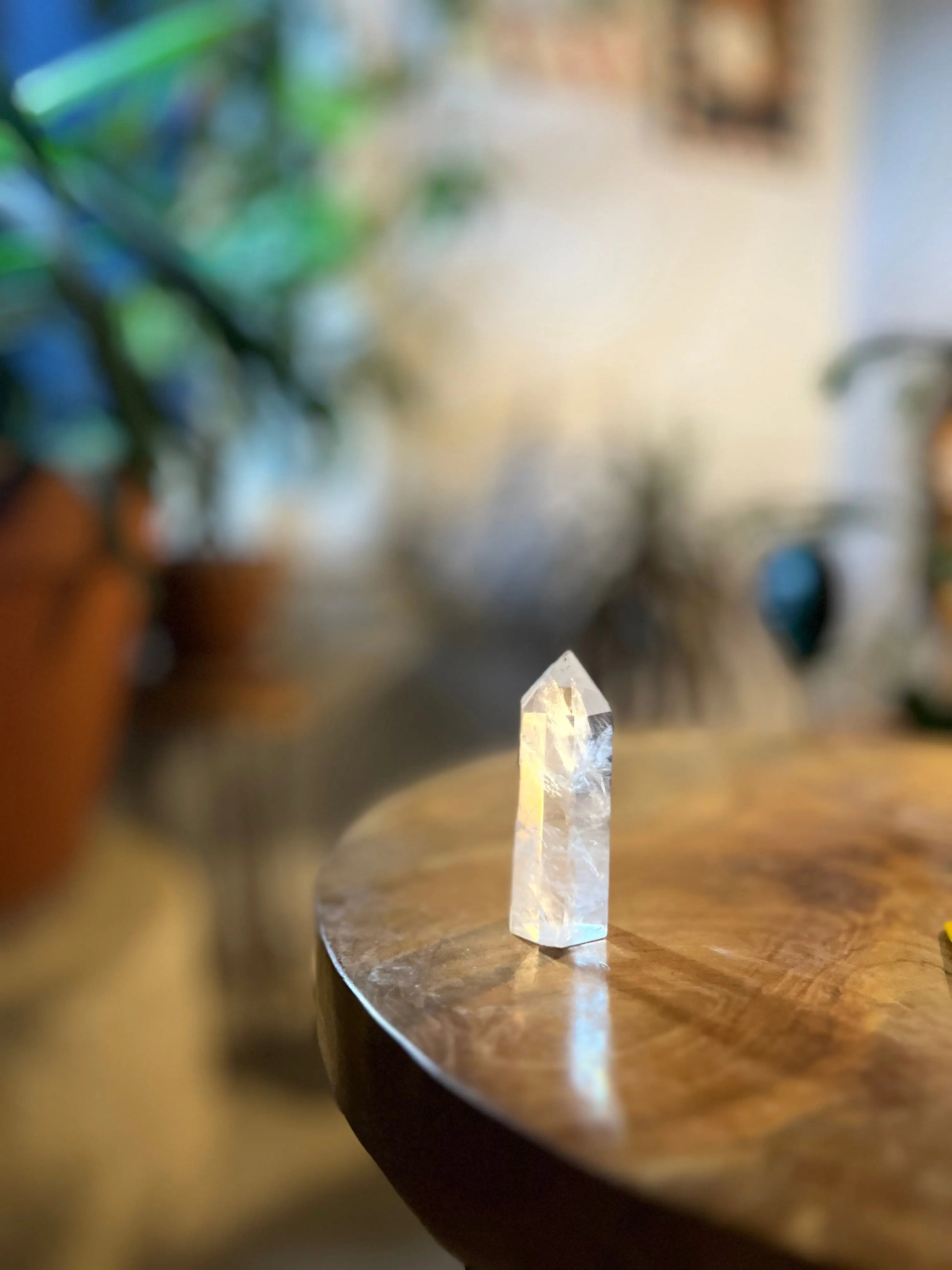 Clear Quartz Crystal Mineral Point with Natural Inclusions, 3" Obelisk Tower - Wax | Wane