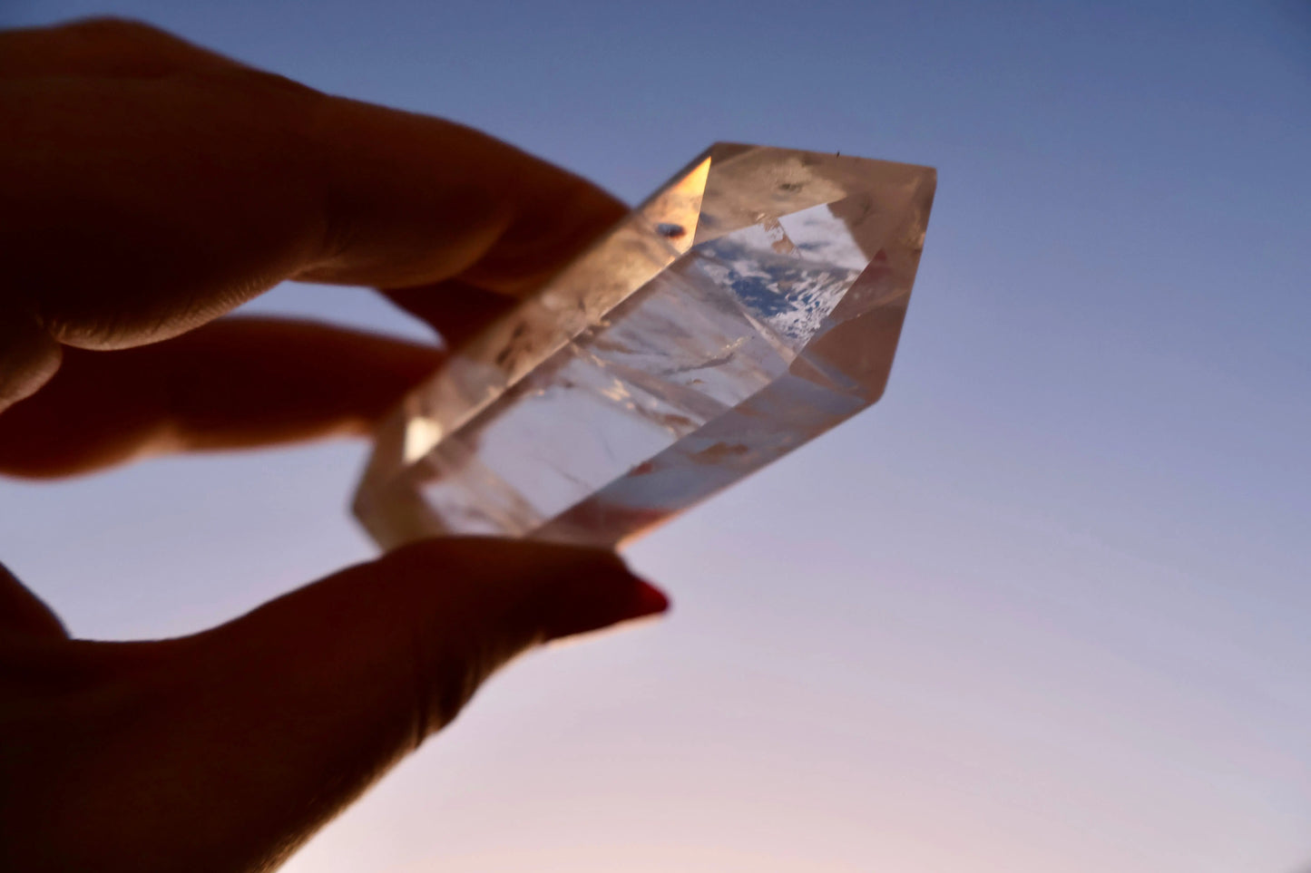 Clear Quartz Crystal Mineral Point with Natural Inclusions, 3" Obelisk Tower - Wax | Wane