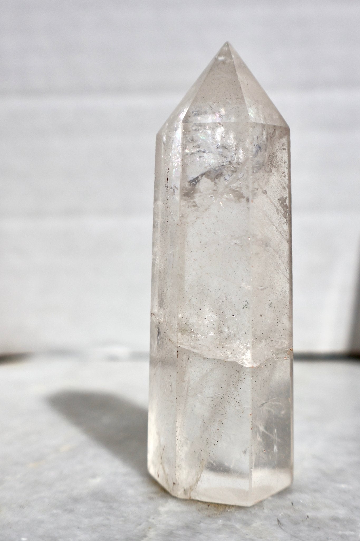 Clear Quartz Crystal Mineral Point with Natural Inclusions, 3" Obelisk Tower - Wax | Wane - clear quartz - Crystal1