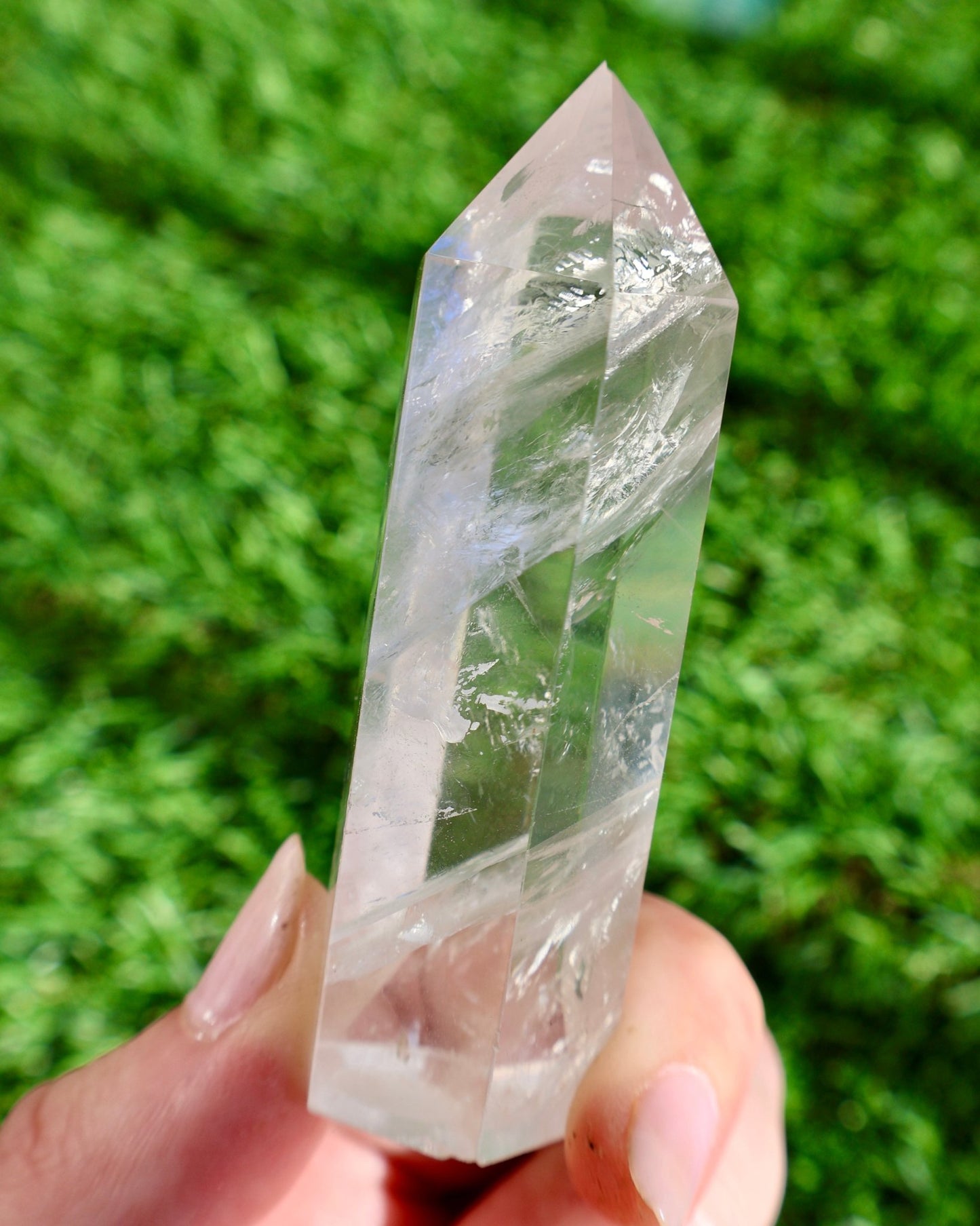 Clear Quartz Crystal Mineral Point with Natural Inclusions, 3" Obelisk Tower - Wax | Wane - clear quartz - Crystal11