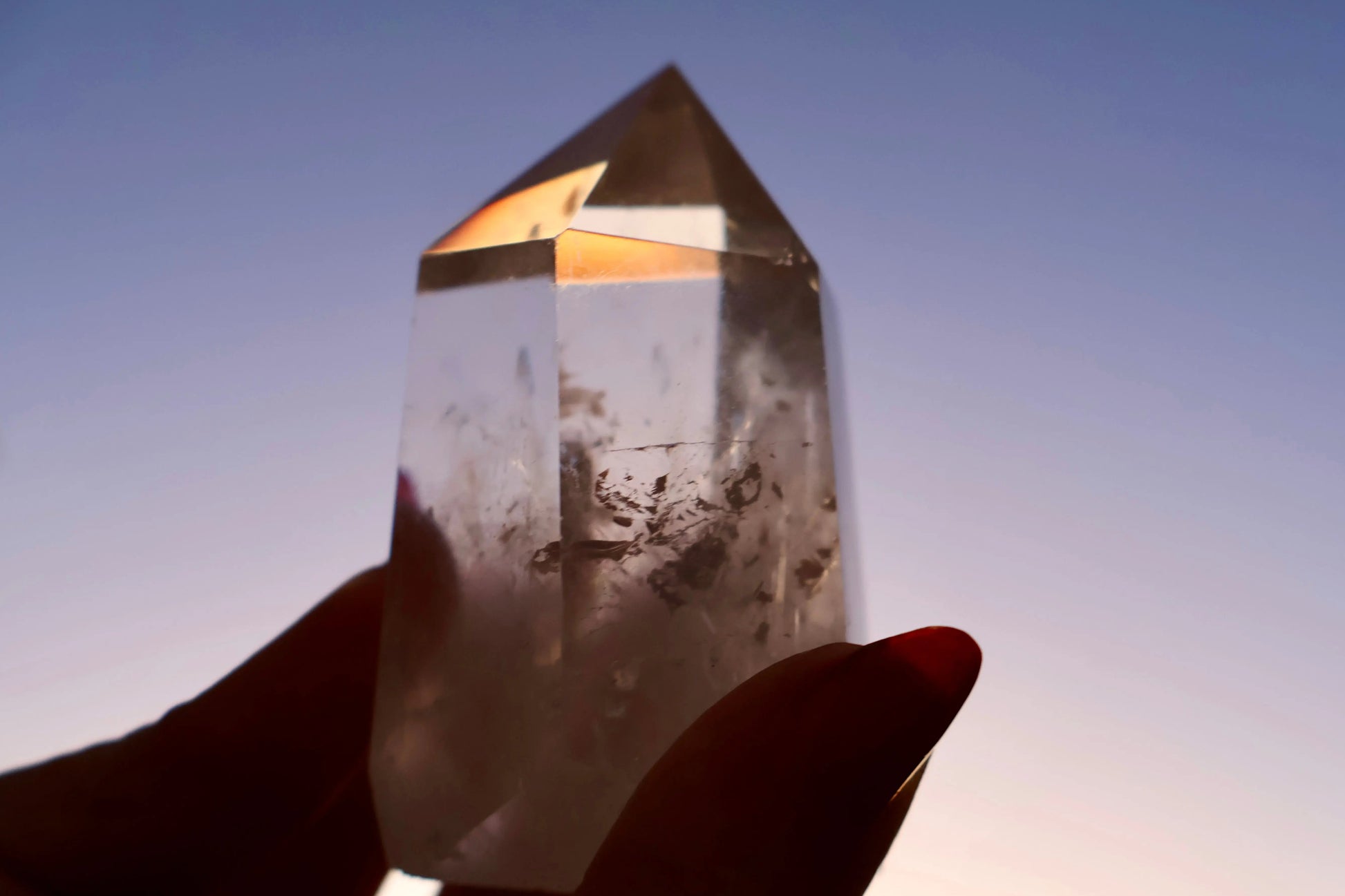 Clear Quartz Crystal Point – Thick, Stabilized Obelisk | Large High - Clarity Tower - Wax | Wane