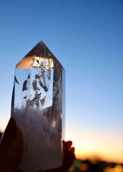 Clear Quartz Crystal Point – Thick, Stabilized Obelisk | Large High - Clarity Tower - Wax | Wane
