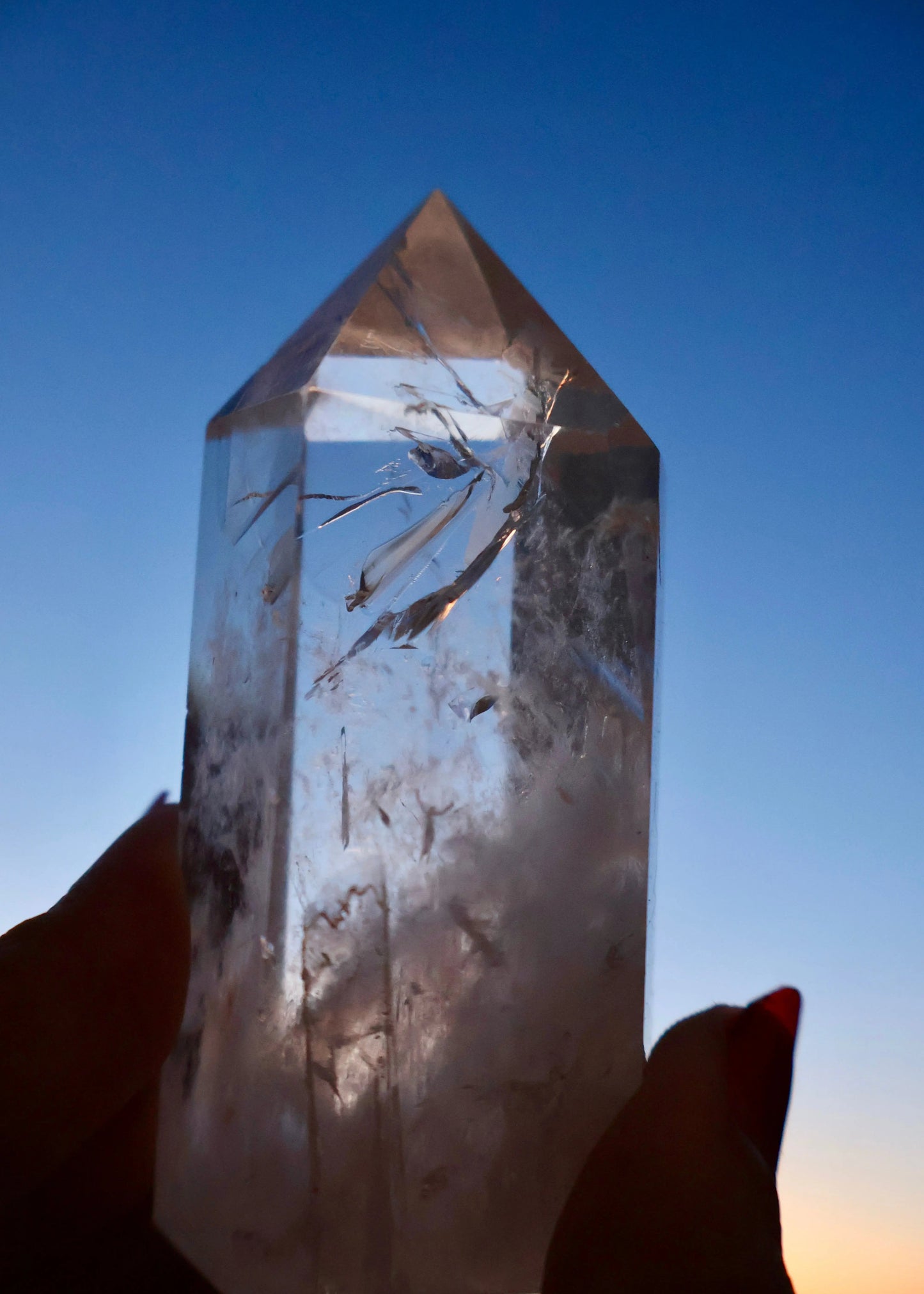Clear Quartz Crystal Point – Thick, Stabilized Obelisk | Large High - Clarity Tower - Wax | Wane