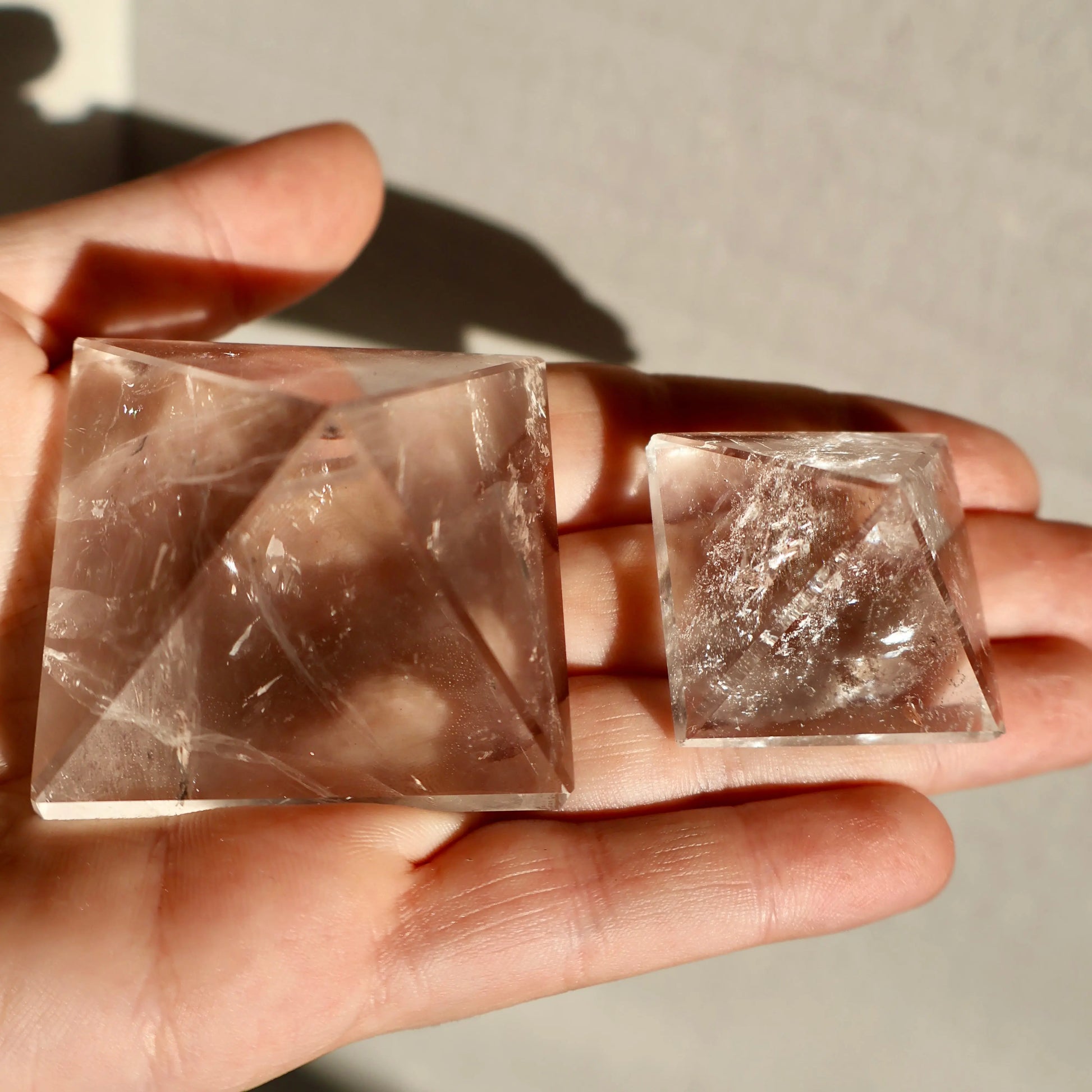 Clear Quartz Pyramid – 2" Geometric Cut for Clarity & Display | Mined in Brazil - Wax | Wane