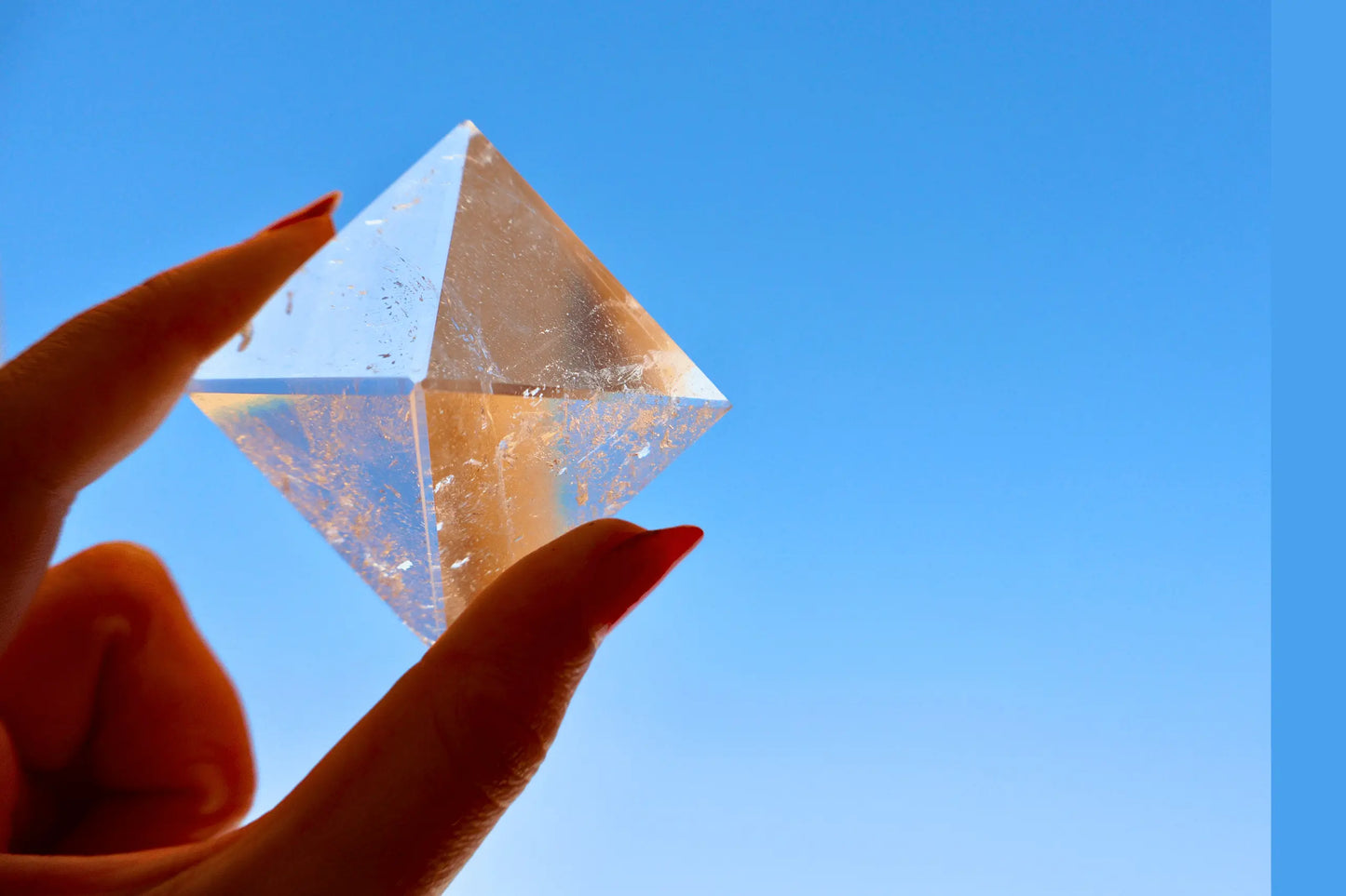 Crystal Pyramid – 1" Fluorite or Clear Quartz Precision Cut Mineral Gemstone, Pristine and Timeless ❇️ - Wax | Wane