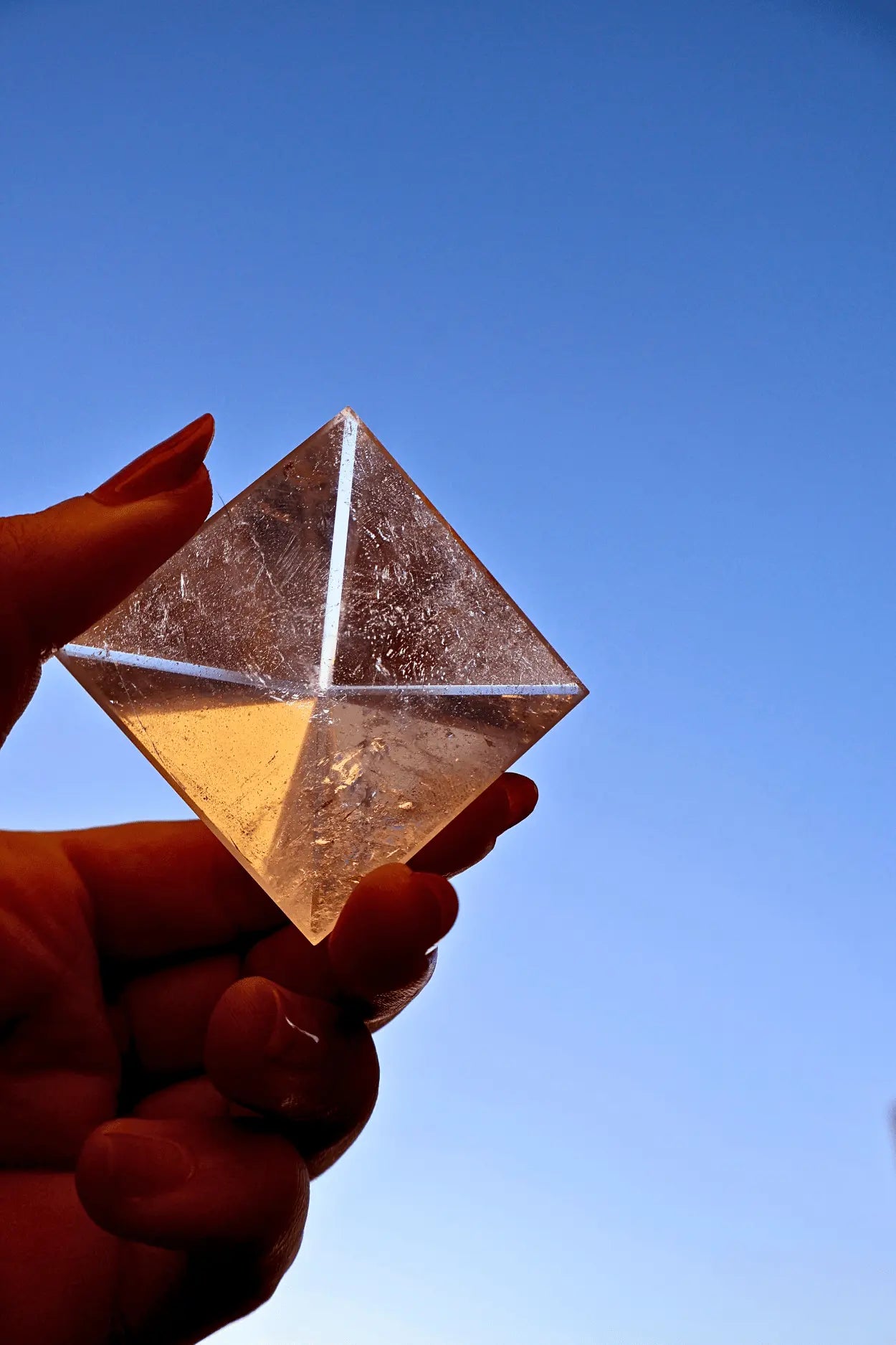 Crystal Pyramid – 1" Fluorite or Clear Quartz Precision Cut Mineral Gemstone, Pristine and Timeless ❇️ - Wax | Wane