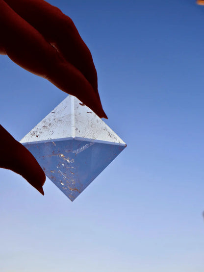 Crystal Pyramid – 1" Fluorite or Clear Quartz Precision Cut Mineral Gemstone, Pristine and Timeless ❇️ - Wax | Wane