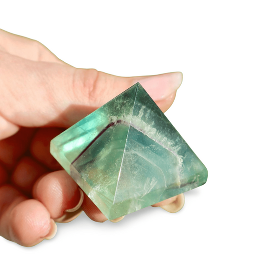Fluorite Crystal Pyramid 1 Inch - Natural Green Purple Banding - Polished Gemstone for Meditation, Focus, Energy Work & Home Decor - Wax | Wane - Decor - Crystal4