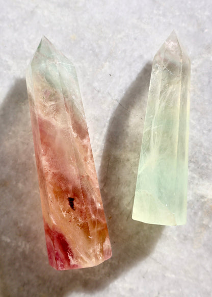 Fluorite Crystal Tower – Candy Fluorite | Natural Gemstone Obelisk - Wax | Wane - banded fluorite - Crystal Tower1