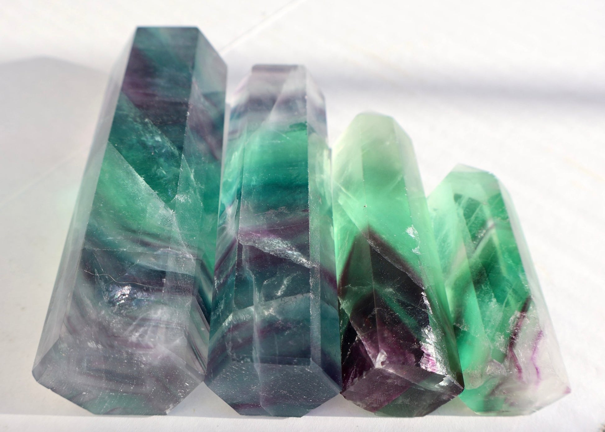 Fluorite Crystal Tower – Classic Green - Purple - Blue | Natural Gemstone Obelisk - Wax | Wane - banded fluorite - Crystal Tower8
